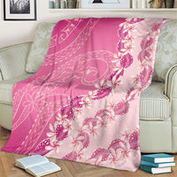 Heiva i Tahiti Blanket Tahitian Tiare Maori Cowrie Lei Pink