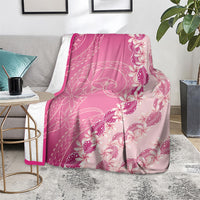 Heiva i Tahiti Blanket Tahitian Tiare Maori Cowrie Lei Pink
