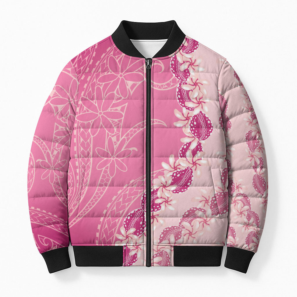 Heiva i Tahiti Bomber Puffer Jacket Tahitian Tiare Maori Cowrie Lei Pink LT14 Unisex Pink - Polynesian Pride