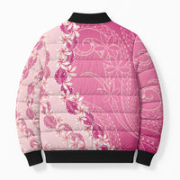 Heiva i Tahiti Bomber Puffer Jacket Tahitian Tiare Maori Cowrie Lei Pink LT14 - Polynesian Pride