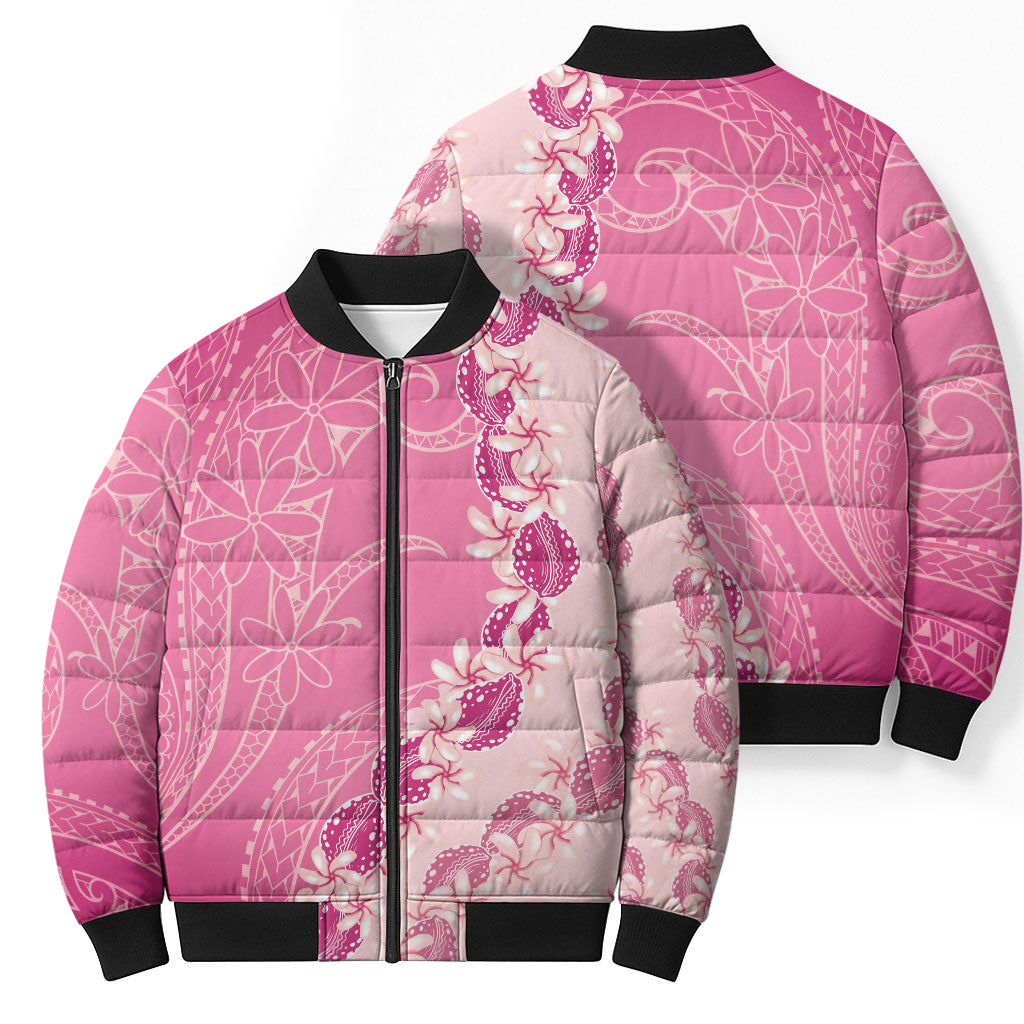 Heiva i Tahiti Bomber Puffer Jacket Tahitian Tiare Maori Cowrie Lei Pink LT14 - Polynesian Pride