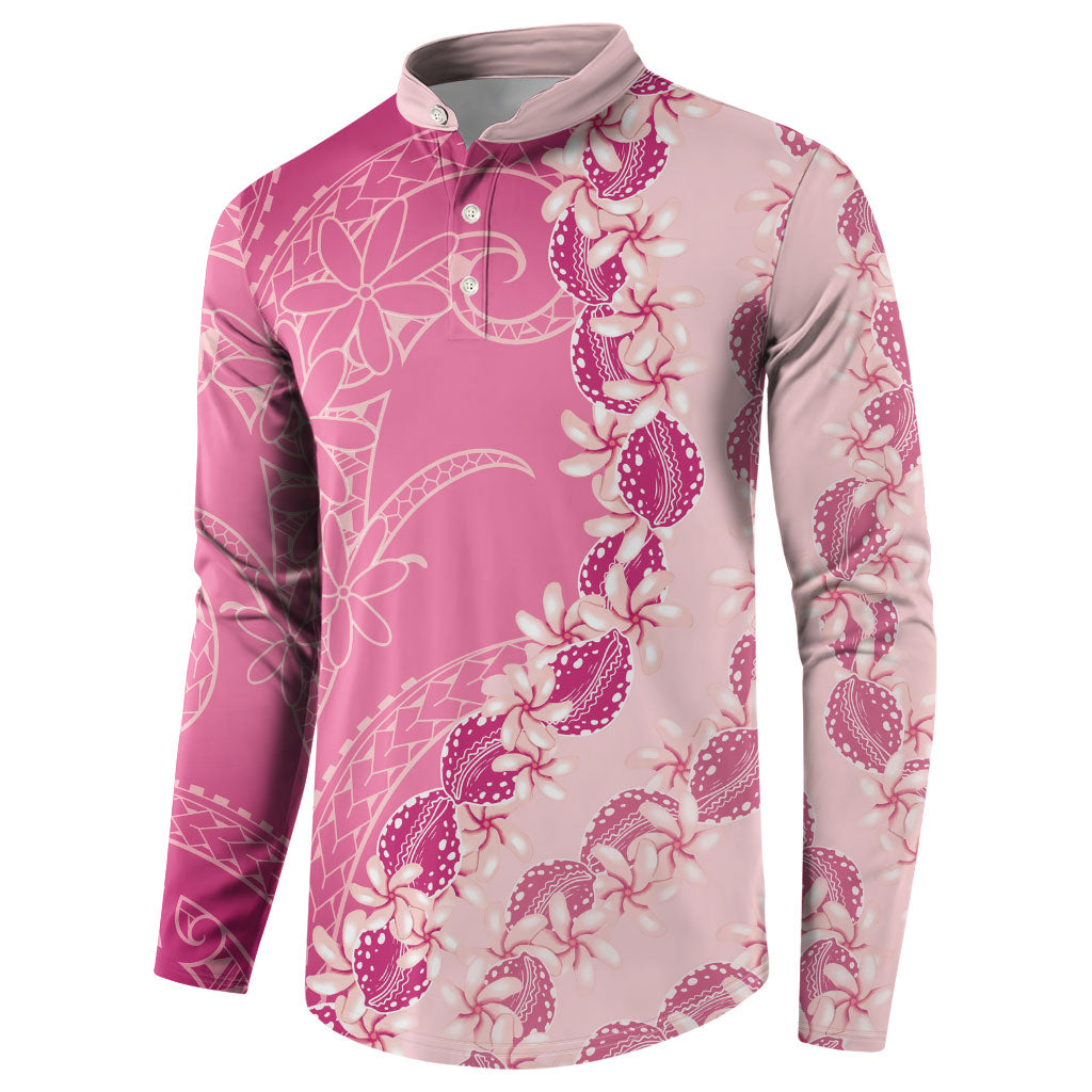 Heiva i Tahiti Button Sweatshirt Tahitian Tiare Maori Cowrie Lei Pink LT14 - Polynesian Pride