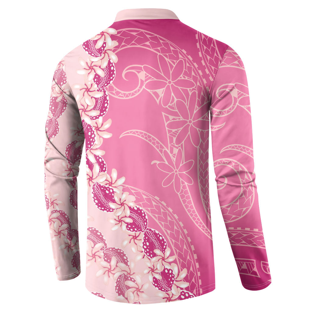 Heiva i Tahiti Button Sweatshirt Tahitian Tiare Maori Cowrie Lei Pink LT14 - Polynesian Pride