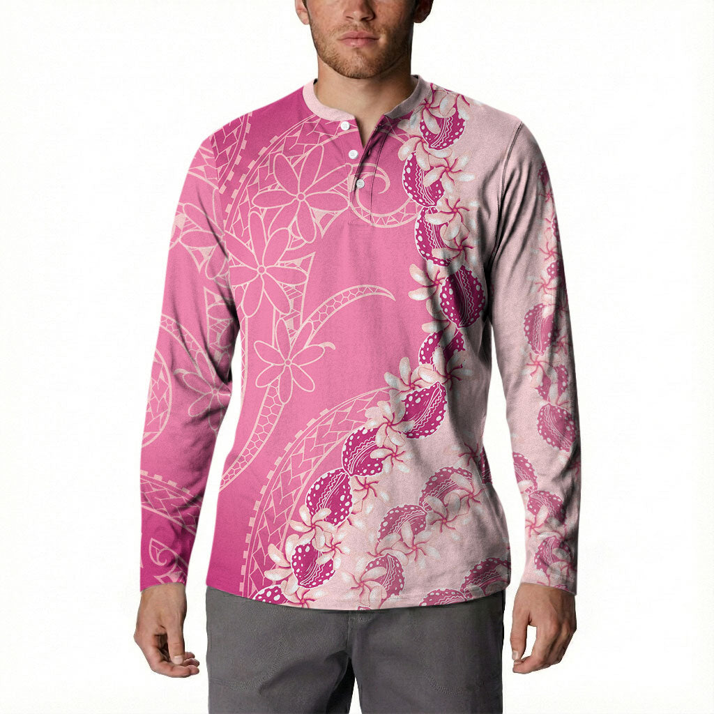 Heiva i Tahiti Button Sweatshirt Tahitian Tiare Maori Cowrie Lei Pink LT14 - Polynesian Pride