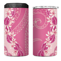 Heiva i Tahiti 4 in 1 Can Cooler Tumbler Tahitian Tiare Maori Cowrie Lei Pink