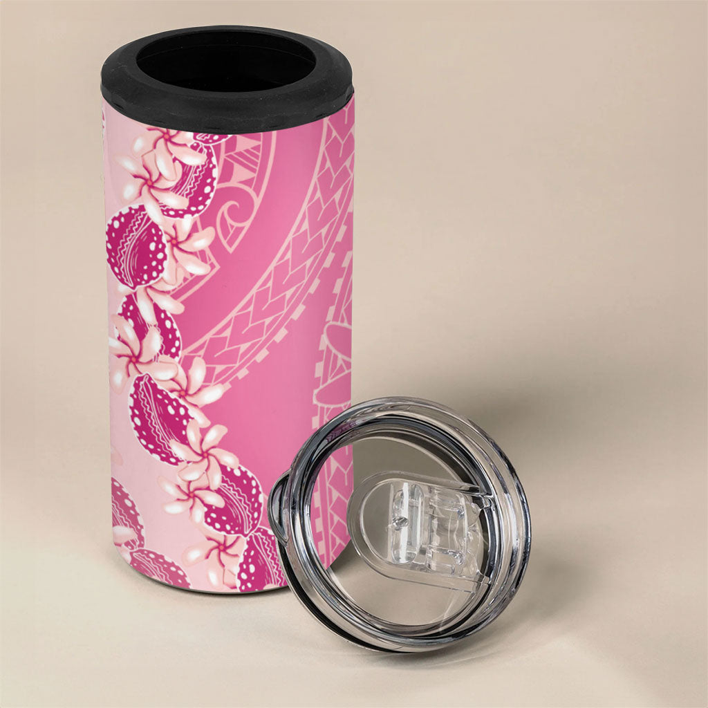 Heiva i Tahiti 4 in 1 Can Cooler Tumbler Tahitian Tiare Maori Cowrie Lei Pink
