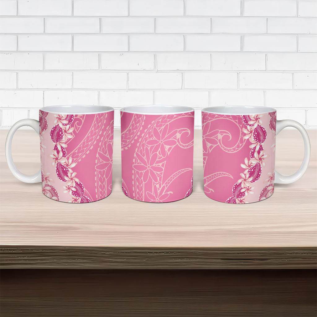 Heiva i Tahiti Ceramic Mug Tahitian Tiare Maori Cowrie Lei Pink LT14 - Polynesian Pride