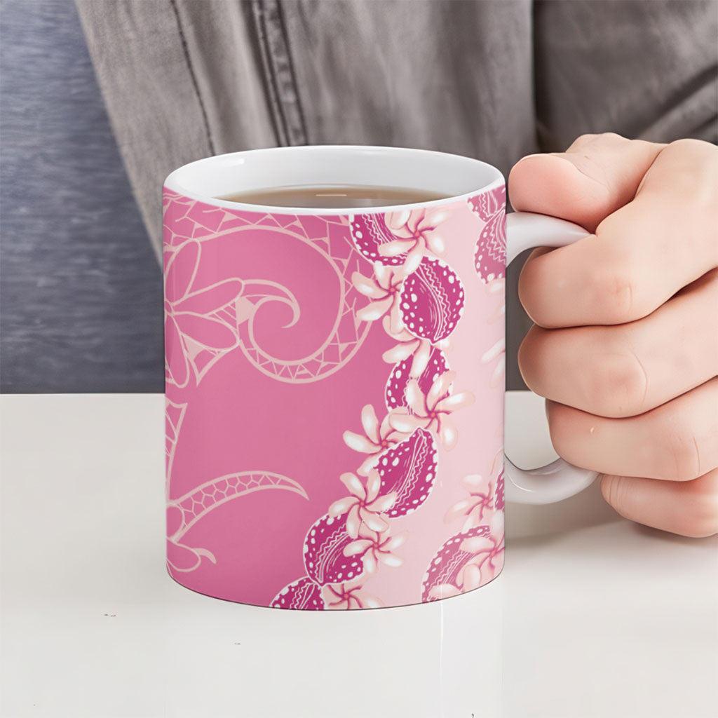Heiva i Tahiti Ceramic Mug Tahitian Tiare Maori Cowrie Lei Pink LT14 - Polynesian Pride