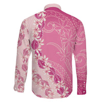 Heiva i Tahiti Family Matching Off Shoulder Short Dress and Hawaiian Shirt Tahitian Tiare Maori Cowrie Lei Pink