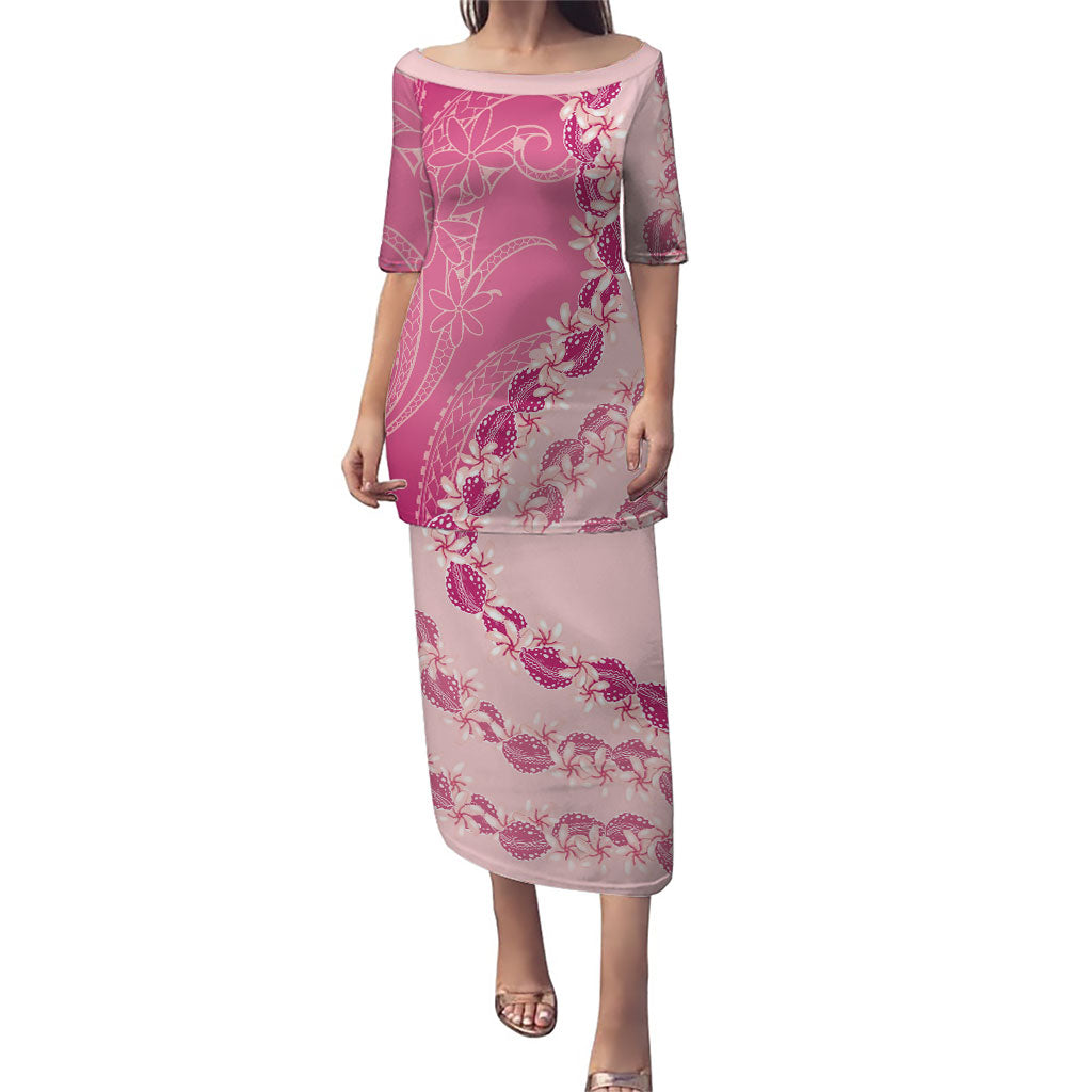 Heiva i Tahiti Family Matching Puletasi and Hawaiian Shirt Tahitian Tiare Maori Cowrie Lei Pink