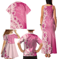 Heiva i Tahiti Family Matching Tank Maxi Dress and Hawaiian Shirt Tahitian Tiare Maori Cowrie Lei Pink