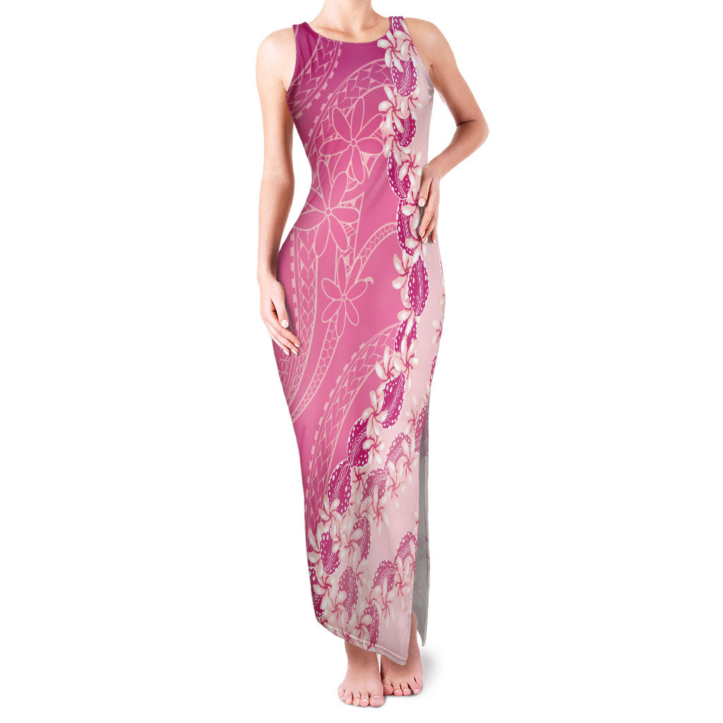 Heiva i Tahiti Family Matching Tank Maxi Dress and Hawaiian Shirt Tahitian Tiare Maori Cowrie Lei Pink
