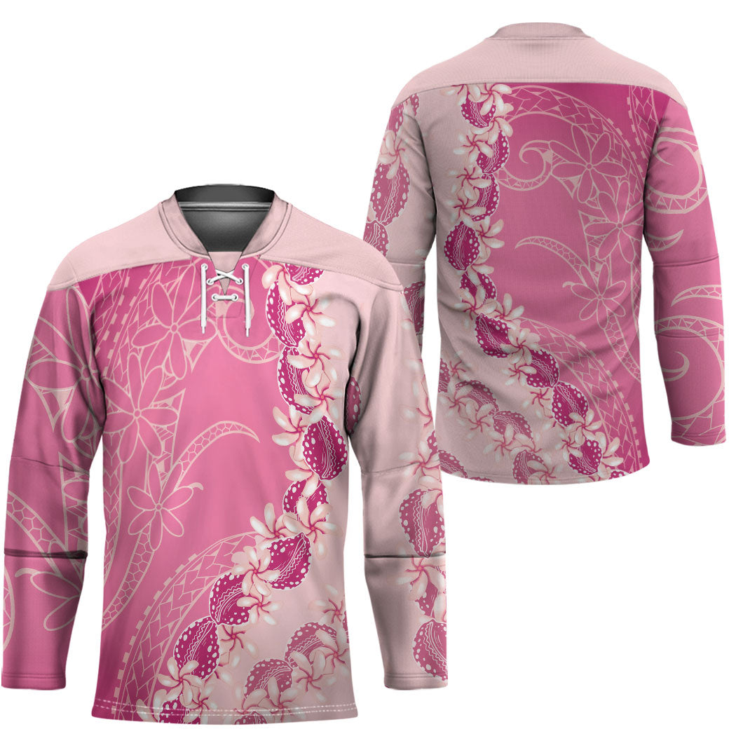 Heiva i Tahiti Hockey Jersey Tahitian Tiare Maori Cowrie Lei Pink