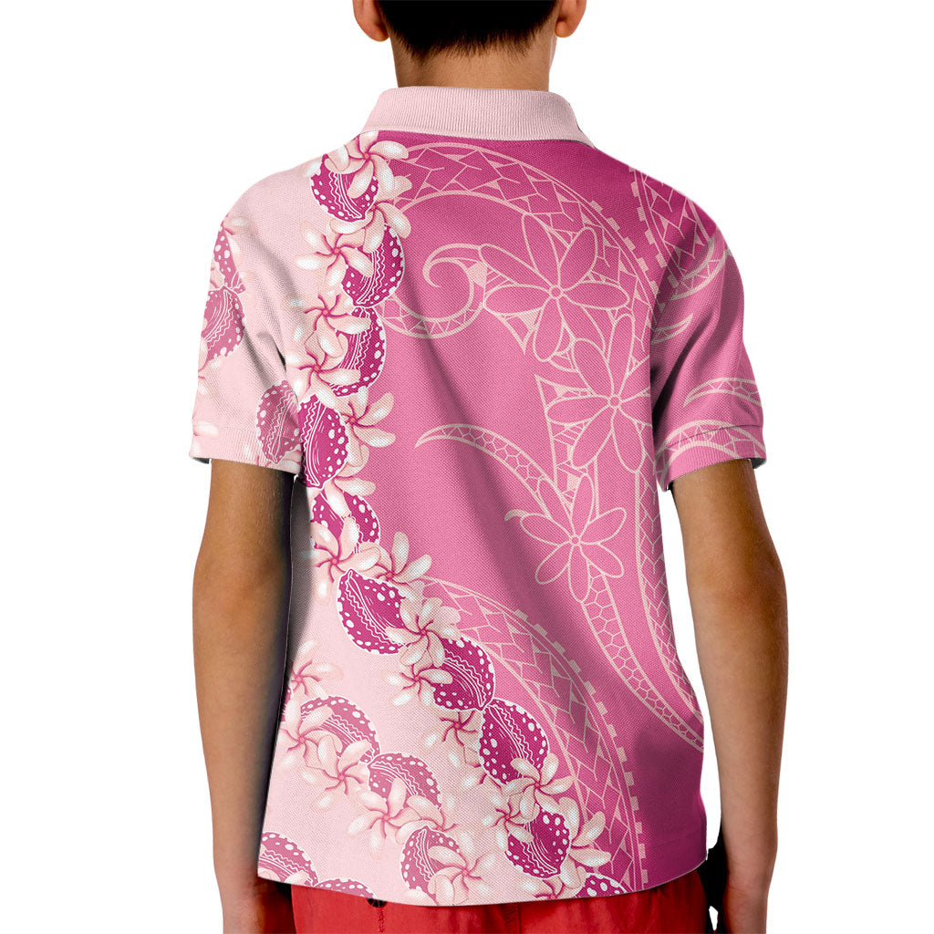 Heiva i Tahiti Kid Polo Shirt Tahitian Tiare Maori Cowrie Lei Pink