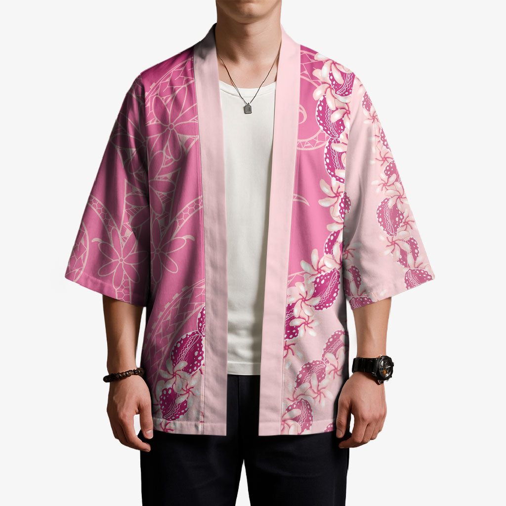 Heiva i Tahiti Kimono Tahitian Tiare Maori Cowrie Lei Pink