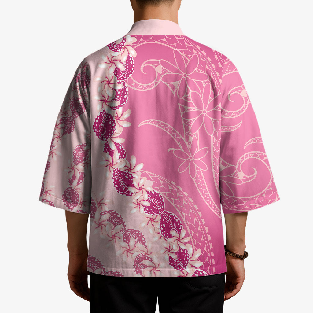 Heiva i Tahiti Kimono Tahitian Tiare Maori Cowrie Lei Pink