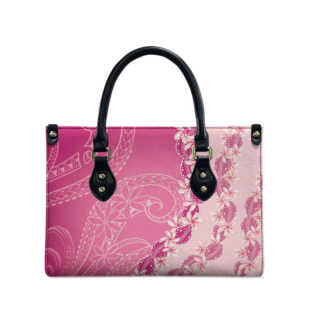 Heiva i Tahiti Leather Bag Tahitian Tiare Maori Cowrie Lei Pink