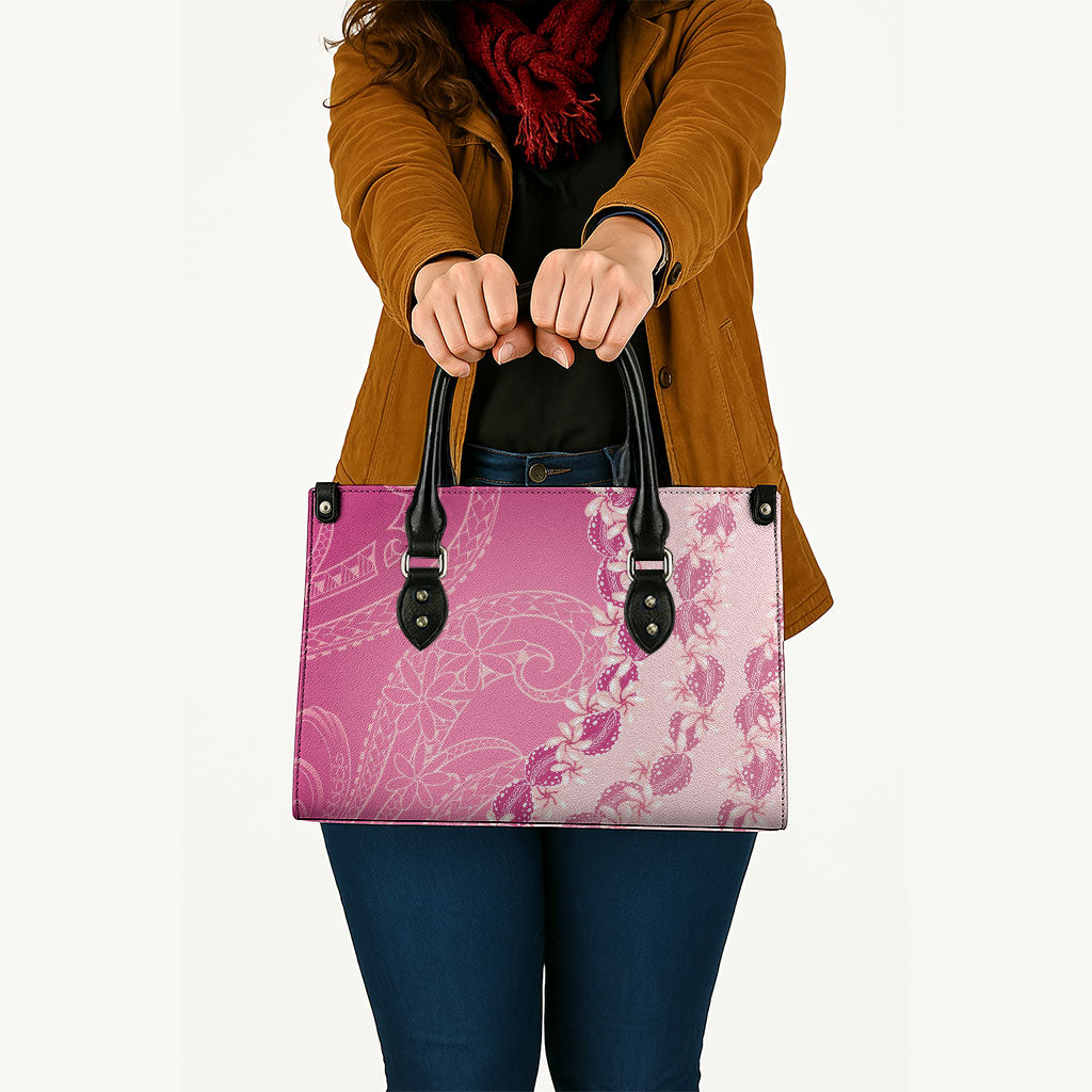 Heiva i Tahiti Leather Bag Tahitian Tiare Maori Cowrie Lei Pink