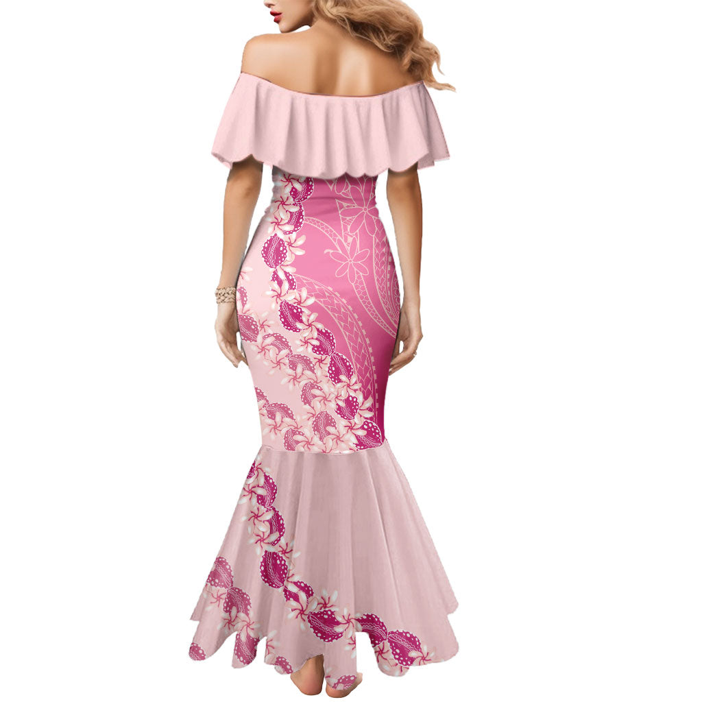 Heiva i Tahiti Mermaid Dress Tahitian Tiare Maori Cowrie Lei Pink