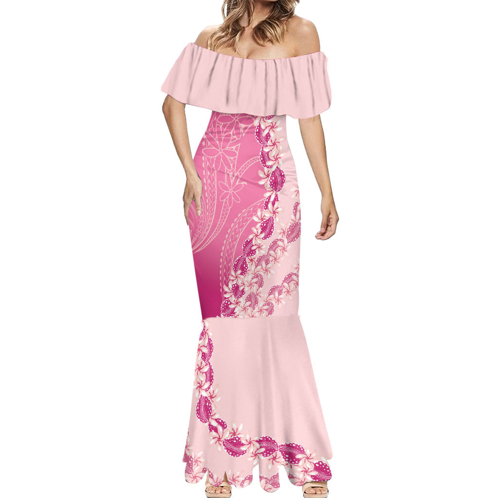 Heiva i Tahiti Mermaid Dress Tahitian Tiare Maori Cowrie Lei Pink