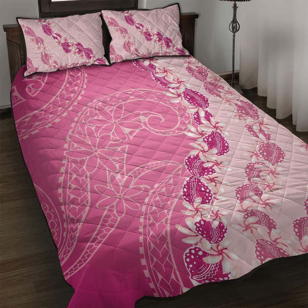 Heiva i Tahiti Quilt Bed Set Tahitian Tiare Maori Cowrie Lei Pink LT14 Pink - Polynesian Pride