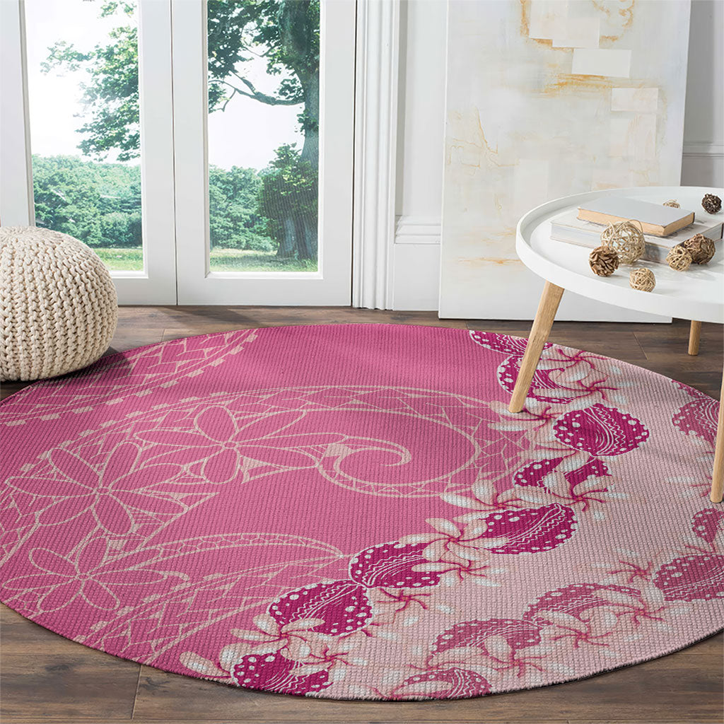 Heiva i Tahiti Round Carpet Tahitian Tiare Maori Cowrie Lei Pink LT14 - Polynesian Pride