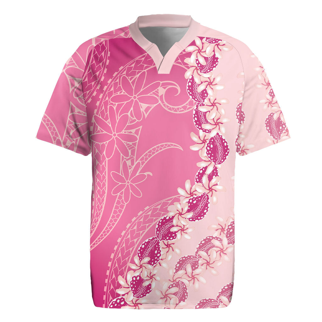 Heiva i Tahiti Rugby Jersey Tahitian Tiare Maori Cowrie Lei Pink