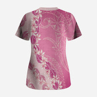 Heiva i Tahiti Scrub Top Tahitian Tiare Maori Cowrie Lei Pink LT14 - Polynesian Pride