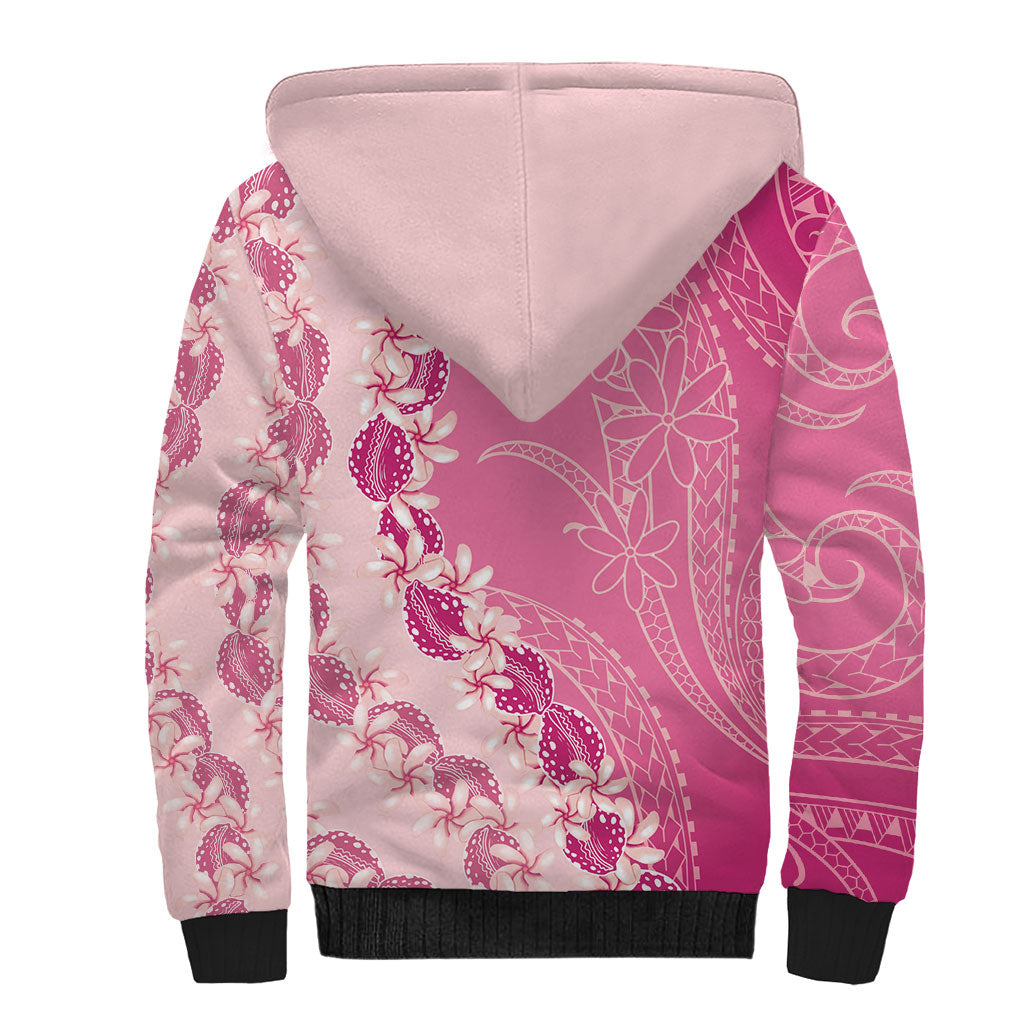 Heiva i Tahiti Sherpa Hoodie Tahitian Tiare Maori Cowrie Lei Pink