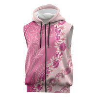 Heiva i Tahiti Sleeveless Zip Hoodie Tahitian Tiare Maori Cowrie Lei Pink