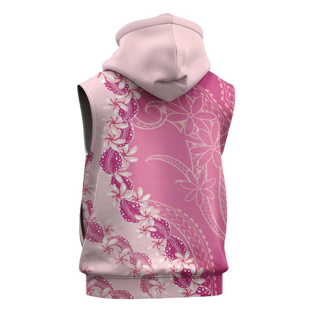 Heiva i Tahiti Sleeveless Zip Hoodie Tahitian Tiare Maori Cowrie Lei Pink