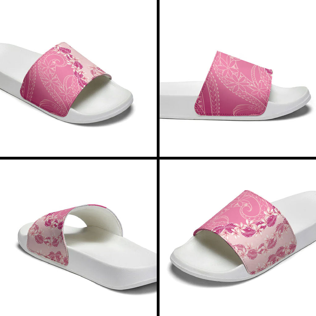 Heiva i Tahiti Slide Sandals Tahitian Tiare Maori Cowrie Lei Pink LT14 - Polynesian Pride