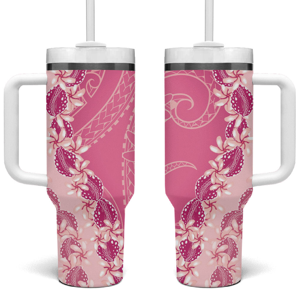 Heiva i Tahiti Tumbler With Handle Tahitian Tiare Maori Cowrie Lei Pink