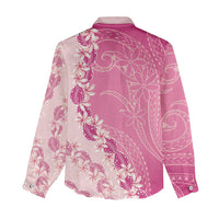 Heiva i Tahiti Women Casual Shirt Tahitian Tiare Maori Cowrie Lei Pink