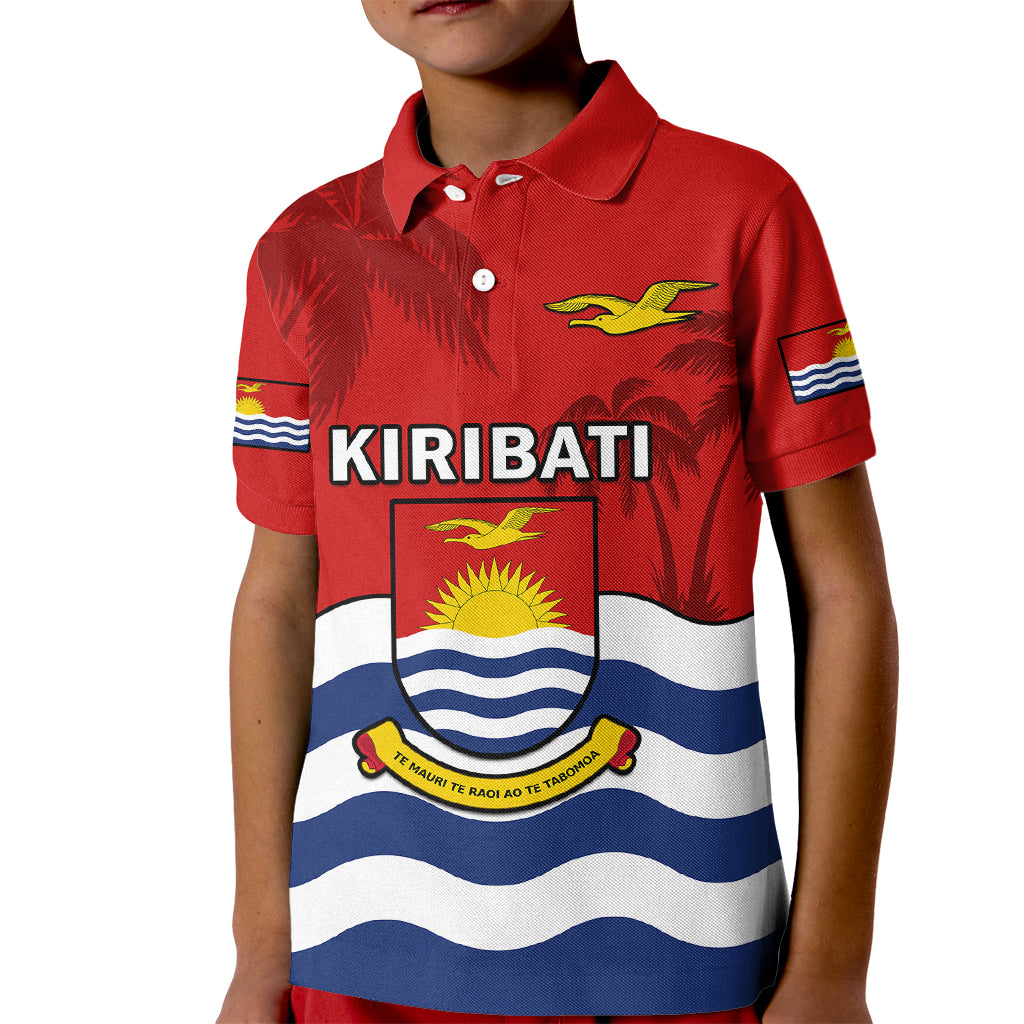 Personalised Kiribati Independence Day Kid Polo Shirt Happy 44th Anniversary Flag Style LT14 Kid Red - Polynesian Pride