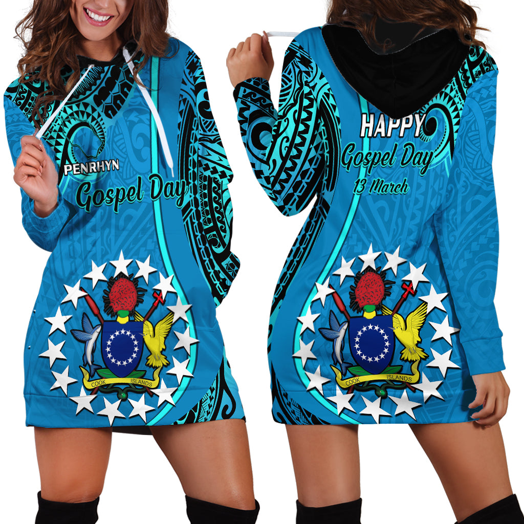 13 March Penrhyn Island Gospel Day Hoodie Dress Cook Islands Tribal Pattern LT14 - Polynesian Pride