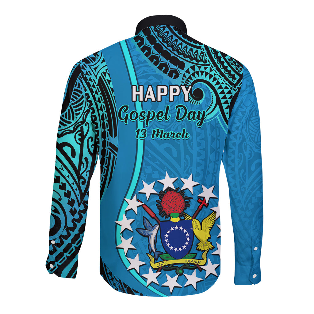 13 March Penrhyn Island Gospel Day Long Sleeve Button Shirt Cook Islands Tribal Pattern LT14 - Polynesian Pride