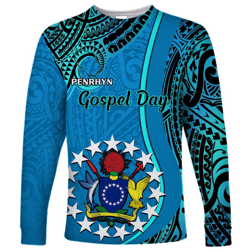 13 March Penrhyn Island Gospel Day Long Sleeve Shirt Cook Islands Tribal Pattern LT14 Unisex Blue - Polynesian Pride