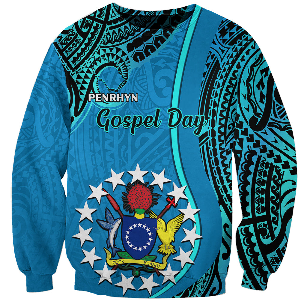 13 March Penrhyn Island Gospel Day Sweatshirt Cook Islands Tribal Pattern LT14 Unisex Blue - Polynesian Pride