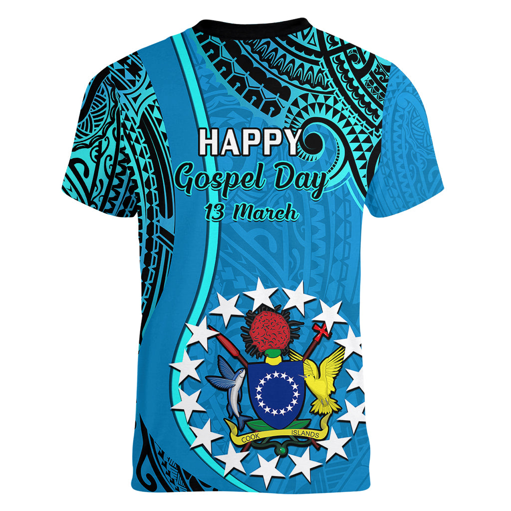 13 March Penrhyn Island Gospel Day Women V Neck T Shirt Cook Islands Tribal Pattern LT14 - Polynesian Pride