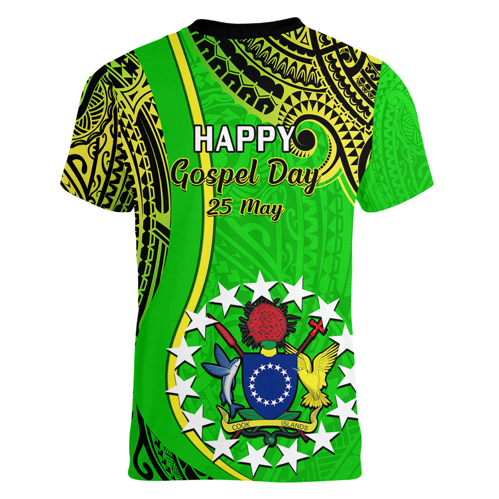 25 May Palmerston Island Gospel Day Women V Neck T Shirt Cook Islands Tribal Pattern LT14 - Polynesian Pride