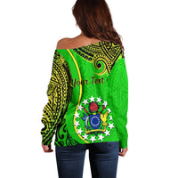Personalised 25 May Palmerston Island Gospel Day Off Shoulder Sweater Cook Islands Tribal Pattern LT14 - Polynesian Pride