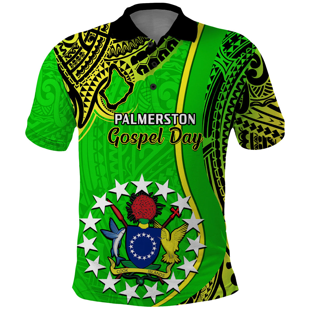 Custom 25 May Palmerston Island Gospel Day Polo Shirt Cook Islands Tribal Pattern LT14 Green - Polynesian Pride