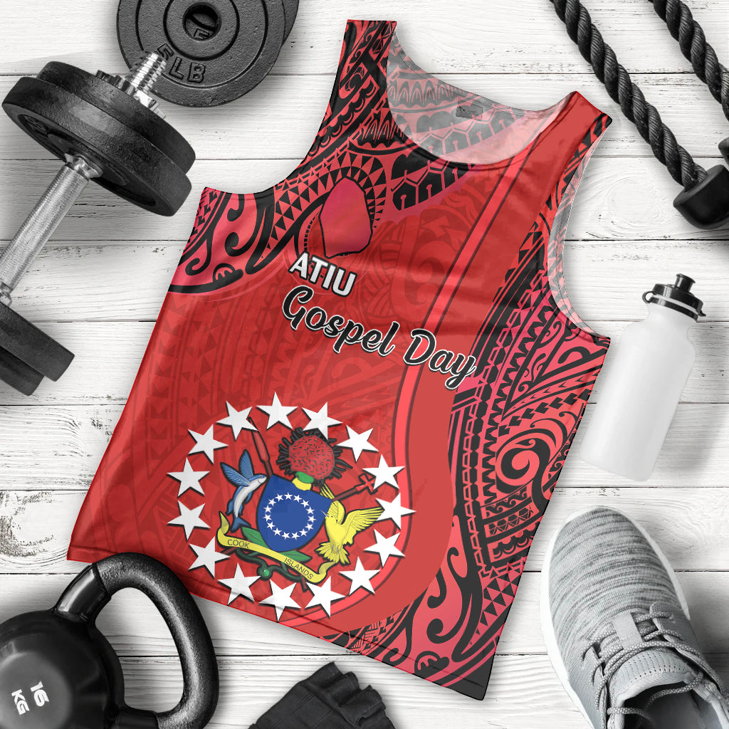 20 July Atiu Island Gospel Day Men Tank Top Cook Islands Tribal Pattern LT14 Red - Polynesian Pride