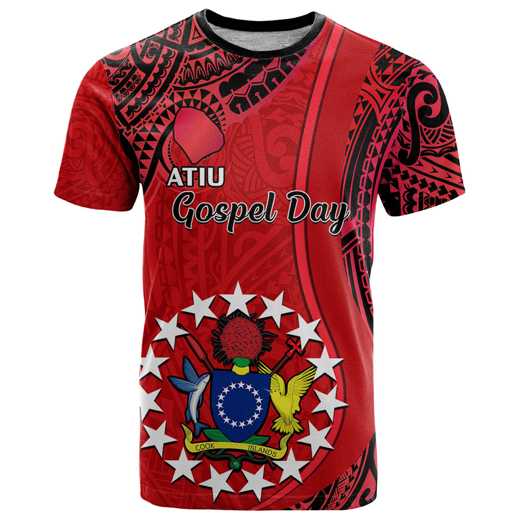 20 July Atiu Island Gospel Day T Shirt Cook Islands Tribal Pattern LT14 Red - Polynesian Pride