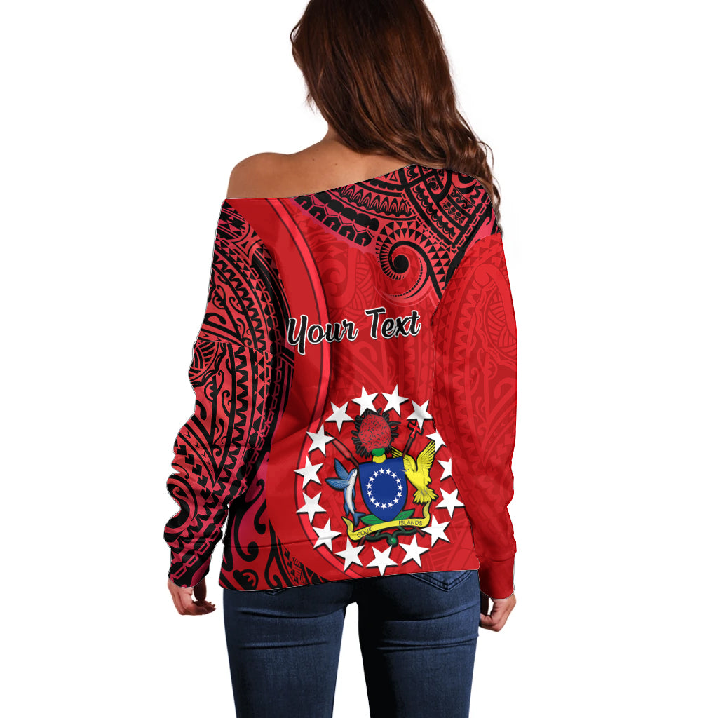 Personalised 20 July Atiu Island Gospel Day Off Shoulder Sweater Cook Islands Tribal Pattern LT14 - Polynesian Pride