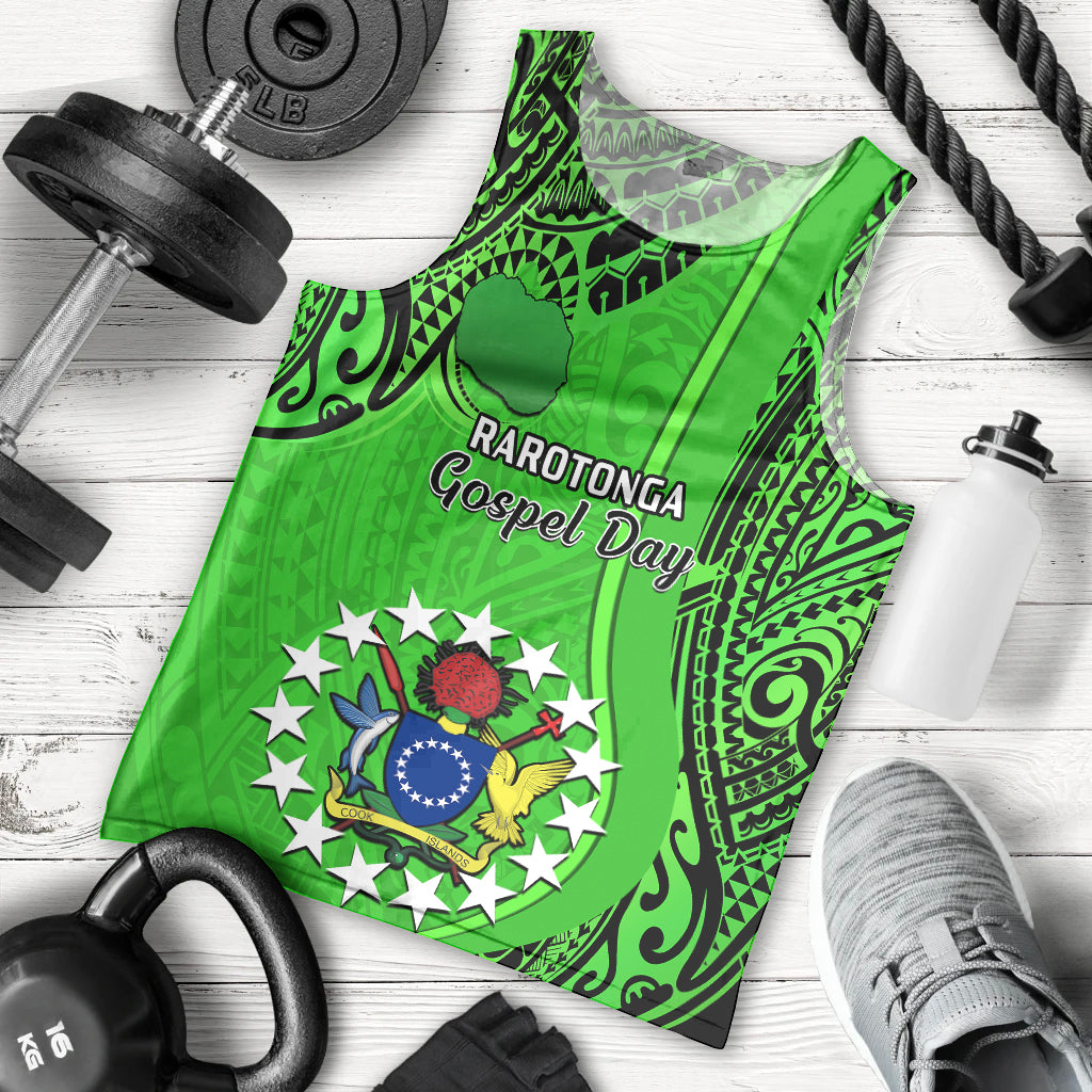 25 July Rarotonga Island Gospel Day Men Tank Top Cook Islands Tribal Pattern LT14 Green - Polynesian Pride