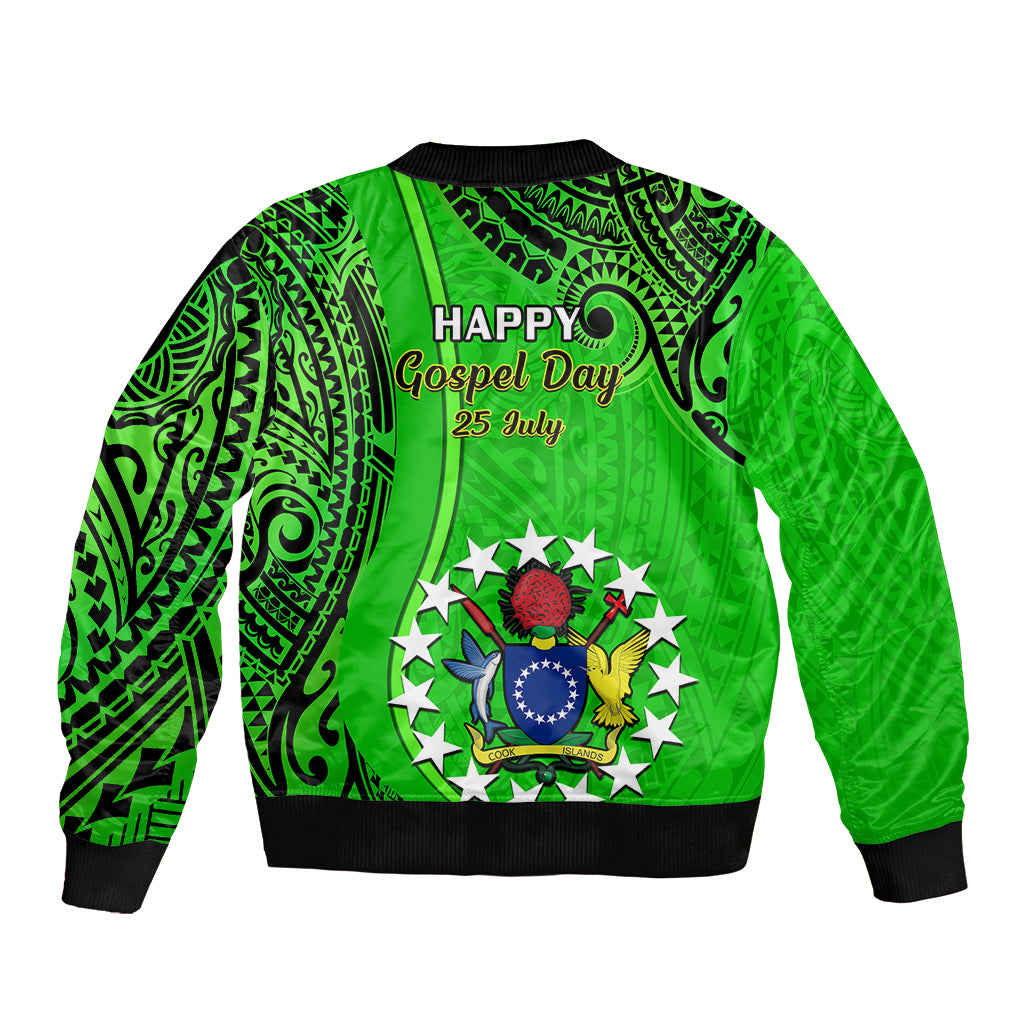 25 July Rarotonga Island Gospel Day Sleeve Zip Bomber Jacket Cook Islands Tribal Pattern LT14 - Polynesian Pride