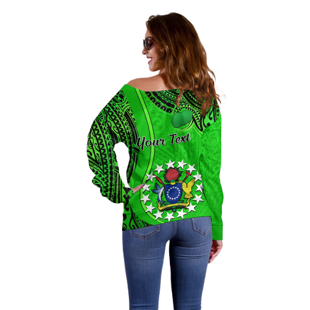 Personalised 25 July Rarotonga Island Gospel Day Off Shoulder Sweater Cook Islands Tribal Pattern LT14 - Polynesian Pride