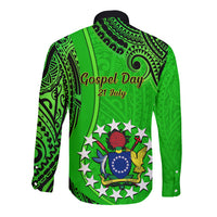 21 July Mitiaro Island Gospel Day Long Sleeve Button Shirt Cook Islands Tribal Pattern LT14 - Polynesian Pride